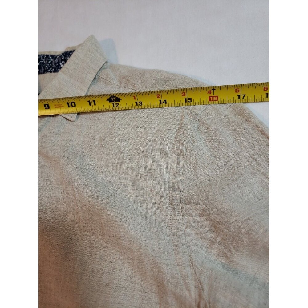 Zara Man Casual button up linen blend shirt slim fit Long Sleeve flip cuf size S - Picture 9 of 15